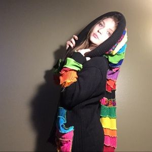 Festival Hoodie Made from Upcycled Sweaters Hippy